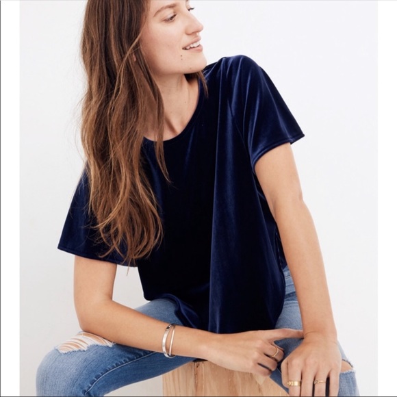 Madewell Tops - Madewell Velvet Butterfly Top Deep Navy